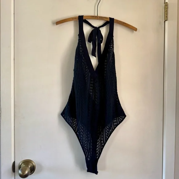 NWOT Jezebel by Felina black lace halter bodysuit XL - Picture 5 of 10